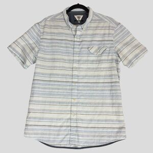 Vissla Button Down Shirt Mens Large Short Sleeve Blue Striped